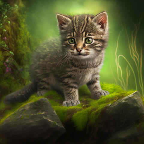 artwork of a scottish wildcat kitten made in midjourney AI